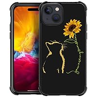 Compatible with iPhone 15 Plus Case Soft Phone Case Yellow Cat Sunflower Pattern Shockproof Anti-Scratch Case for Women Girls Compatible with iPhone 15 Plus
