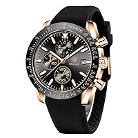 BY BENYAR Men's Analogue Chronograph Quartz Watch 30M Waterproof Luminous Date Display Casual Watch Sport Leather Watch
