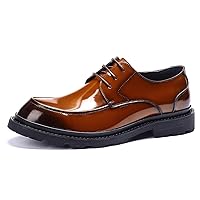 Men's Comfort Fashion Patent Leather Formal Oxford Plain Toe Dress Tuxedo Derby Lace Up Shoes