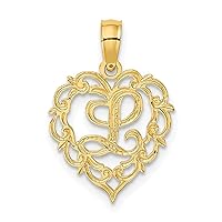 14k Gold L Script Letter Name Personalized Monogram Initial In Love Heart Pendant Necklace Measures 17.3x12.57mm Wide 0.6mm Thick Jewelry for Women