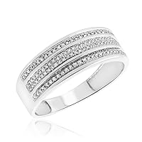 My Trio Rings 1/5 Carat T.W. Diamond Mens Wedding Band 10K White Gold