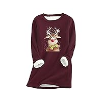 Fleece Pullover Women Lamb Wool Warm O-Neck Pullover Plus Size Soft Long Christmas Sweaters for Women