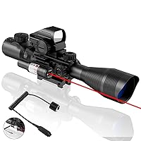 4-12/16x50EG Rifle Scope Combo Dual Illuminated Red/Green with Green/Red Laser 4 Models Holographic Reticle Red Dot for Rail Mount
