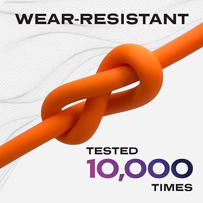Statik TSumoCharge Fast Charging Cable 100W - Heavy Duty Unbreakable Silicone, Supports Data Transfer Type C to Type C Cable, Cord Wrap Organizer Included, USB C to USBC 6FT/2M, Orange