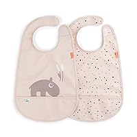Bibs with Velcro Closure - 2 Pack Waterproof Bibs with Food Catcher Pocket, Soft and Durable, Easy to Clean