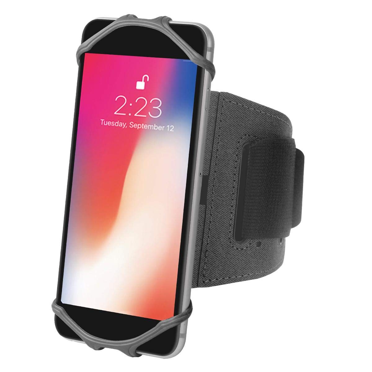 Holster for LG V60 ThinQ 5G (Holster by BoxWave) - ActiveStretch Sport Armband, Adjustable Armband for Workout and Running for LG V60 ThinQ 5G - Jet Black