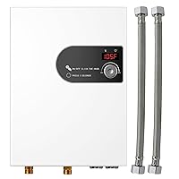 Upgraded 27KW Tankless Water Heater Electric, Electric Tankless Water Heater 240V with Self Modulates to Save Energy,Tankless Electric Water Heater with LED Display for ​Residential Whole House Shower