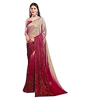 Shaded Beige Pink Bollywood Designer Indian Woman Fancy Fabric Saree Blouse Cocktail Party Stylish Light Weight Sari 2392