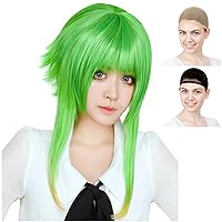 [Cosplay wig GUMI] Gummy sasanqua Gradient Green Long hair tips curl 40cm original 4-piece set (+ stand + wig hair net two) VOCALOID Hatsune Miku heat-resistant genuine (japan import)