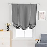 Balloon Curtain Shade Room Darkening Small Curtains for Living Room Roman Curtain Tie Up Dark Tie Up Curtains for Bedroom Kids Balloon Curtains Shades for Small Windows, 47 x 47 Inch, Gray