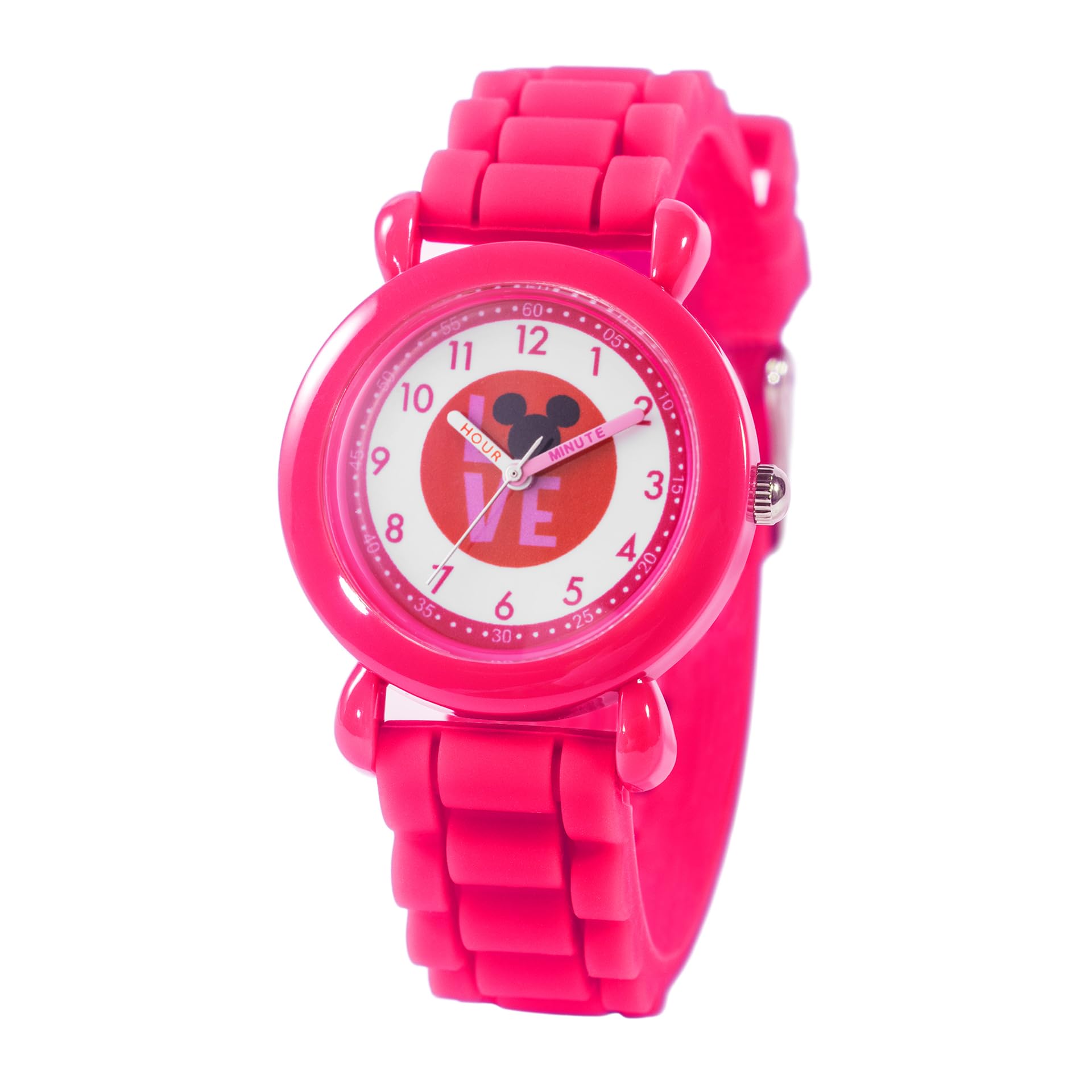 Disney Valentine’s Kids' Plastic Time Teacher Analog Quartz Silicone Strap Watch