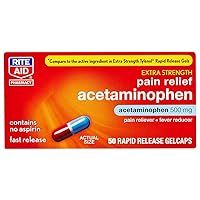 Rite Aid Extra Strength 500 mg Acetaminophen Pain Relief, Rapid Release Gelcaps - 50 Count | Pain Reliever, Joint Pain Relief | Muscle Pain Relief | Arthritis Pain Relief | Back Pain Relief Products