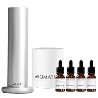 Aromini BT & The Holiday Collection Gift Set | AroMini BT Nebulizing Diffusion Technology Diffuser for Aromatherapy | Noble Fir, Fireside, Spiced Gingerbread, Toasted Orange & Oakwood 10ML Aroma Oil S