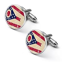 Ohio State Flag Funny Cufflinks Shirt Cuff Links Accessories Business Wedding Jewelry Gift for Men Women