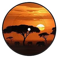 Coaster for Drink Leather Coaster Set of 6 Heat Resistant Drink Coasters with Holder Sunset African Savanna Coffee Cup Mat Tabletop Protection Cup Pad Round Coasters for Kitchen