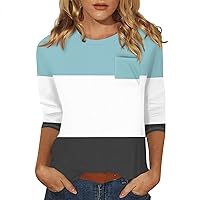 Womens Graphic Tees 3/4 Sleeve Crewneck Shirts Fit Loose Blouses Casual Trendy Tunic Work Cute Clothing