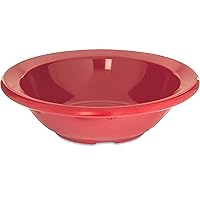 Carlisle FoodService Products Kingline Reusable Plastic Bowl Fruit Bowl with Rim for Home and Restaurant, Melamine, 4.75 Ounces, Red