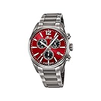 Lotus 18682/5 Men's Analogue Quartz Watch with Stainless Steel Strap, grey-red, Bracelet