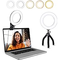 Video Conference Lighting Kit, Ring Light Clip on Laptop Monitor with 5 Dimmable Color & 5 Brightness Level for Webcam Lighting/Zoom Lighting/Remote Working/Self Broadcasting and Live Streaming, etc