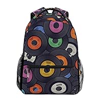 ALAZA Vinyl Records Music Colorful Discs Stylish Large Backpack Personalized Laptop iPad Tablet Travel School Bag with Multiple Pockets for Men Women College