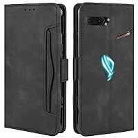 Asus ROG Phone 2 ZS660KL Case, Magnetic Full Body Protection Shockproof Flip Leather Wallet Case Cover with Card Slot Holder for Asus ROG Phone 2 II ZS660KL Phone Case (Black)