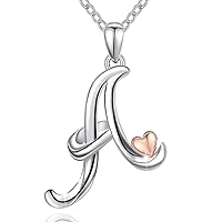 Gifts for Women Sterling Silver Initial Necklaces for Women Letter Pendant A Monogram Necklaces Alphabet Heart Initial Jewelry
