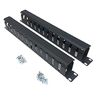 2 Pack- All Metal 19 Inch Cable Manager Horizontal Rack Mount Organizer with 12 Big Slots Cable Management System (1UCM12S2PC)