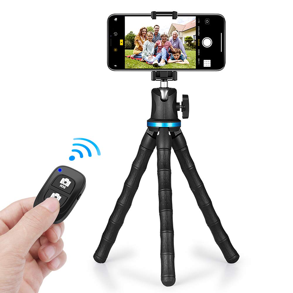 Phone Tripod, UBeesize 12 Inch Flexible Cell Phone Tripod Stand Holder with Wireless Remote Shutter & Universal Phone Mount, Compatible with Smartphone/DSLR/GoPro Camera