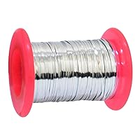 Embroiderymaterial Metallic Strip Mukaish Metal Thread for Craft and Embroidery 1 Roll (Silver, 1MM, 100 Mtrs)