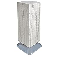 701435-WHT FOUR-SIDED PEGBOARD TOWER FLOOR DISPLAY ON REVOLVING BASE. PANEL SIZE: 14