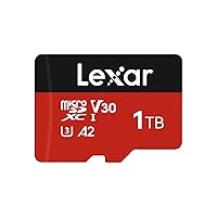 Lexar E-Series Plus 1TB Micro SD Card, microSDXC UHS-I Flash Memory Card with Adapter, 160MB/s, C10, U3, A2, V30, Full HD, 4K UHD, High Speed TF Card for Phones, Tablets, Drones, Dash Cam
