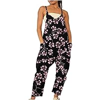 SNKSDGM Womens Casual Loose Jumpsuits Sleeveless Solid Oversized Bib Overall Fashion Onesie Wide Leg Pants Jumpers