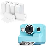 Blue Instant Camera Kit and 10 Refill Paper Rolls