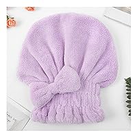 Women Shower Caps Quick-drying Hair Cap Dry Hair Towel Super Absorbent Coral Velvet Hat Head Cover Shower Turban-Purple