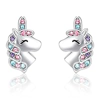KINGSIN Unicorn Earrings for Girls Hypoallergenic Stud Unicorn Jewelry Gifts for Girl Daughter Granddaughter Sister
