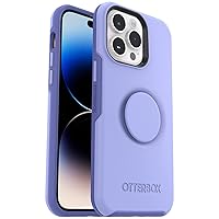 OtterBox iPhone 14 Pro (ONLY) Otter + Pop Symmetry Series Case - PERIWINK (Purple), integrated PopSockets PopGrip, slim, pocket-friendly, raised edges protect camera & screen