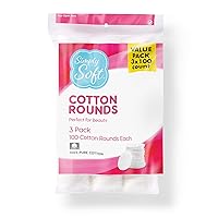 Medline Simply Soft Cotton Rounds, 100% Cotton, Absorbent and Textured Cotton Pads are Lint Free, 100 Count (Pack of 3)