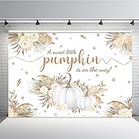 MEHOFOND 7x5ft Fall Autumn Baby Shower Backdrop A Little Pumpkin is on The Way for Girls Phothgraphy Background Pampas Grass Floral Newborn Baby Party Decorations Banner Photo Booth Props