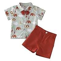 Baby Boy Gift Package Summer Toddler Boys Short Sleeve Cartoon Prints Tops Shorts Two Piece 12 Month (Green, 2-3 Years)