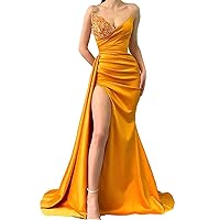 Women's Sexy Mermaid Formal Prom Party Dresses with Beaded Detail 2024 Long Evening Gown with Split
