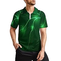Green Thunderbolt Effect Men's T-Shirt Short-Sleeve Sports Shirt Workout Shirt Polo Shirts Sportswear Tops