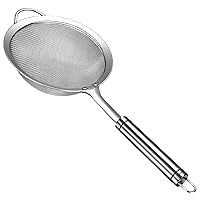 Sieves and Strainers, 6 Inch Stainless Steel Fine Mesh Strainer, Deepen Flour Sifter, Hanging Food Strainer with Handle, Sieve for Baking Kitchen, Flour Sifter