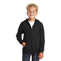 INK STITCH Youth Boys and Girls Heavy Blend Cotton Hoodie Zip Up - Black M