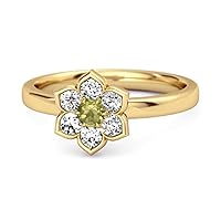 Multi Choice Your Gemstone Daisy Flower 0.02 Cts 925 Sterling Silver Yellow Gold Plated Ring