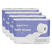 Amazon Basics 2-Ply Toilet Paper, 24 Rolls (4 Packs of 6), Equivalent to 103 regular rolls