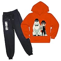 Cute Spy x Family Hooded Tops+Soft Pants Set Novelty Kids Cartoon Clothing Set-Casual Hoodie Outfits for Boys Girls