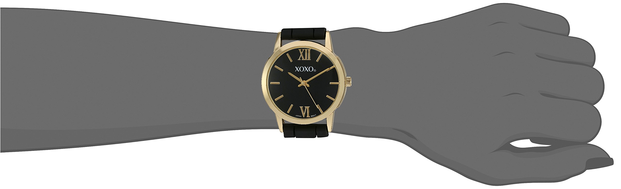 XOXO Women's Quartz Metal and Rubber Watch, Color:Black (Model: XO8101)