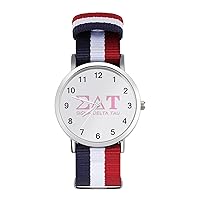 Sigma Delta Tau Printed Quartz Watches Fashion Arabic Numerals Wrist Watch with Adjustable Strap for Men Women