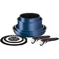 Tefal L77998 Tifal Handle Removable Pot Frying Pan Set, 8-Piece Set, Compatible with IH Gas Fire, Ingenio Neo IH Blue Marquise Unlimited Non-Stick Blue