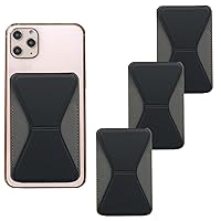 Phone Wallet Stick on, Card Holder for Phone Case Supports Car Stand, Kickstand Phone Card Holder Stick on Compatible with iPhone 14/13/12 Series and Most of Cell Phones (Black*3)